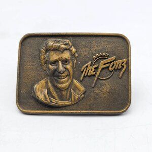 The Fonz Vintage Belt Buckle Bronze Tone Collectible 1970s TV Memorabilia